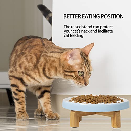 Slow Feeder Cat Bowl With Stand, Raised Cat Bowls For Slow Eating, Ceramic Elevated Slow Feed Cat Bowls, Pet Bowl For Cat And Dog, Cat Puzzle Feeder For Healthy Eating Diet,Blue #TOP2