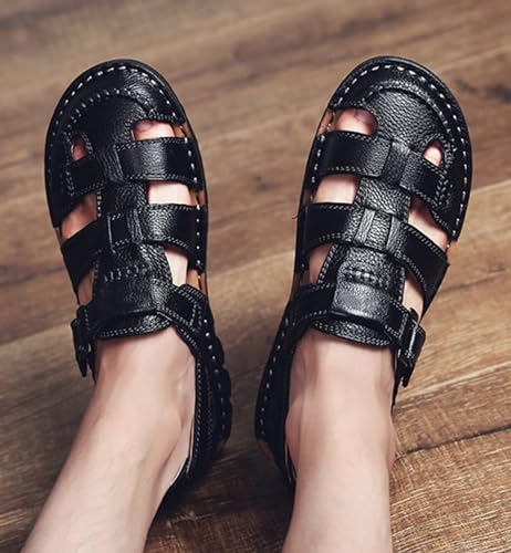 Men's Hiking Sandals Outdoor Sports Summer Beach Fisherman Sandals Leather Closed Toe Trekking Walking Sandals Casual Breathable Non-Slip Waterproof Shoes4