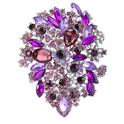 Image of EVER FAITH Women's Austrian Crystal Vintage Style Flower Leaf Cluster Brooch Pendant