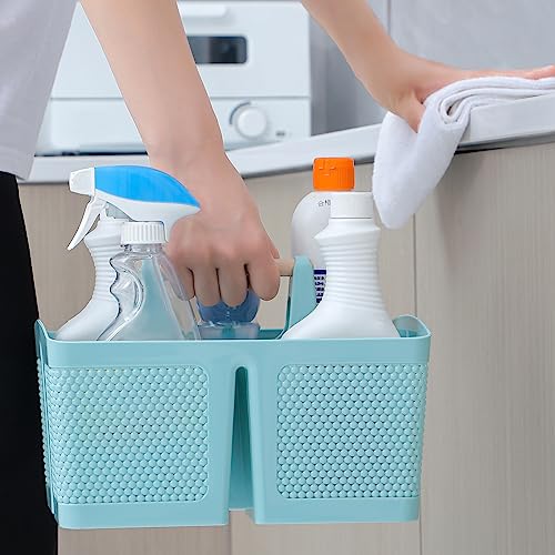 Image of rejomiik Plastic Shower Caddy, Portable Shower Basket with Handle, Blue