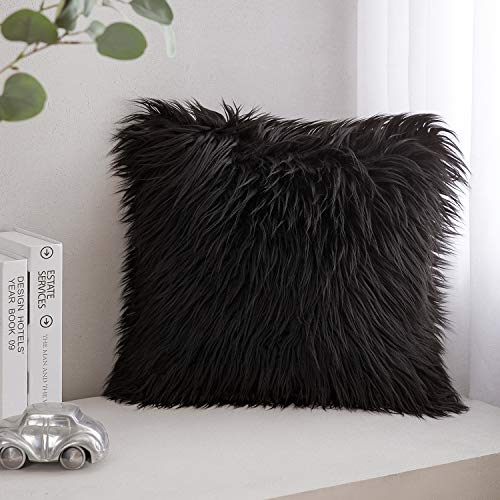 Phantoscope Luxury Series Throw Pillow Covers Faux Fur Mongolian Style Plush Cushion Case