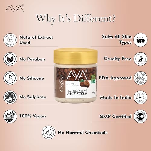 Image of AYA Coffee and Ubtan Tan & Dead Skin Removal Scrub For Face & Body (100 Ml+100 Ml)|Exfoliating & Brightening Scrub|Blackhead Remover,Whitehead Remover,Detan Pack I Face Scrub For Women & Men