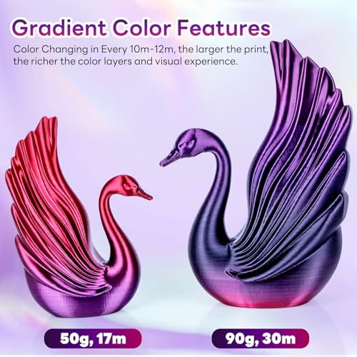 Image of Silk Gradient Color PLA+ 3D Printer Filament 1.75mm, No Tangle Shiny Filament Net Weight 250g Spool (0.55lbs), Silk PLA Pro Plus, Red-Black-Purple Gradient