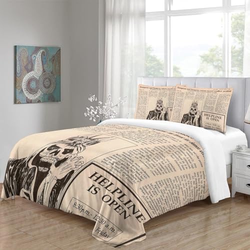 Housse de couette 3D imprimé crâne en microfibre supérieure king size 220x240