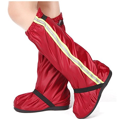 Unisex Rain Proof Shoes Cover Motorcycle Riding Rian Shoes Rain Boots Red (XL)