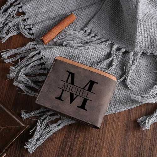 Image of Fathers Day Wallet Gift for Dad,Personalized Custom Photo & Name Wallets for Men Husband,Customized Leather Picture Wallet for Father's Day,Valentine's Day (Style 7)