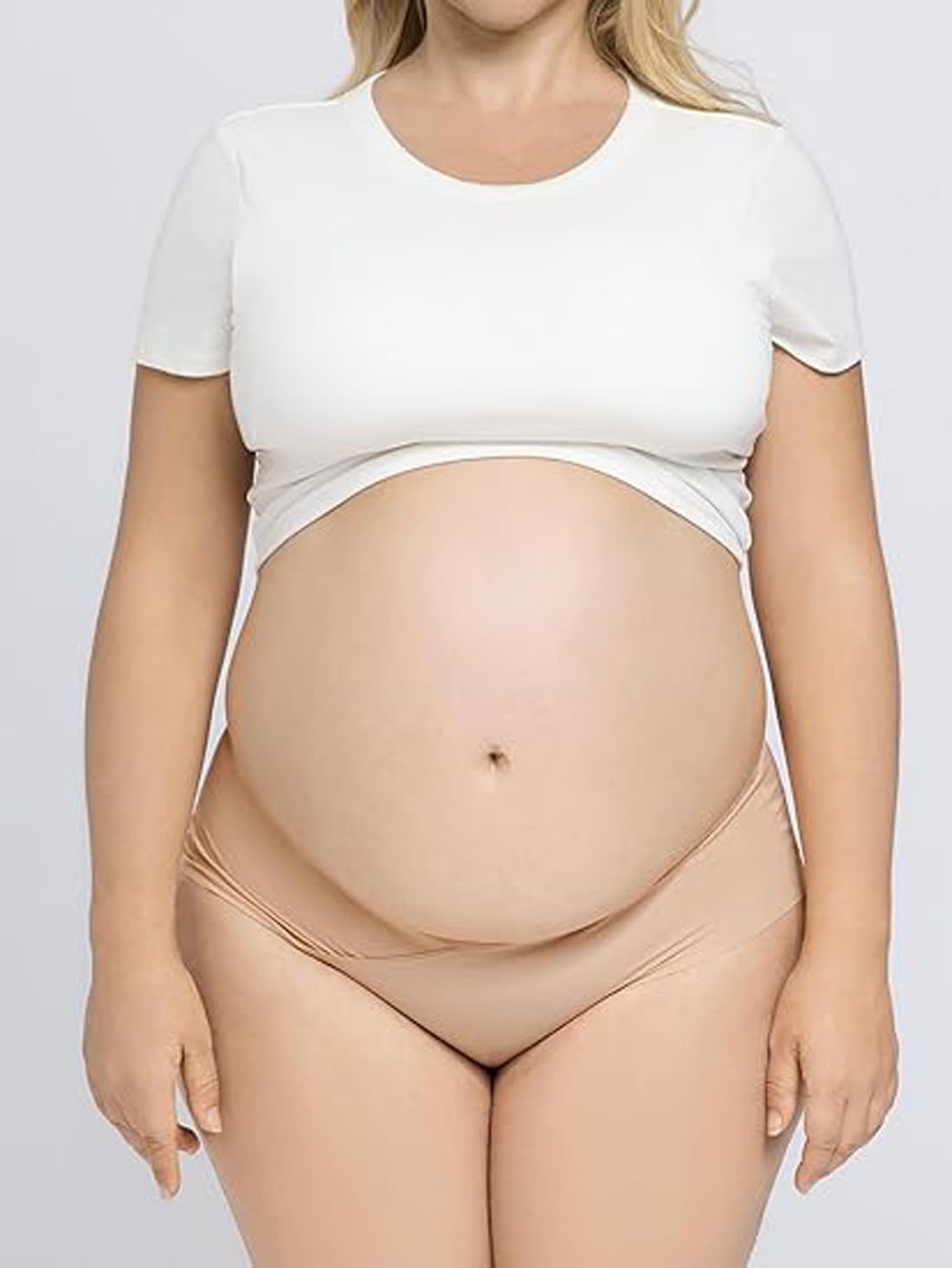 DClub Womens Cotton Postpartum Maternity Underwear | Pregnancy Postpartum Panties | Seamless Under The Bump Bikinis. (Large, Skin + Black) - Image 3 thumbnail
