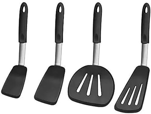 Miniatura 1 de Juego de 4 espátulas de silicona resistentes al calor para utensilios de cocina antiadherentes, utensilios de cocina grandes y flexibles sin BPA