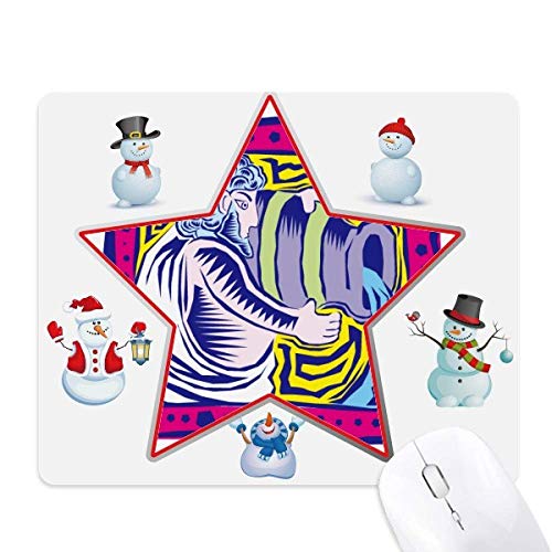 Tapis de souris constellation Verseau avec gravure bonhomme de neige et étoile
