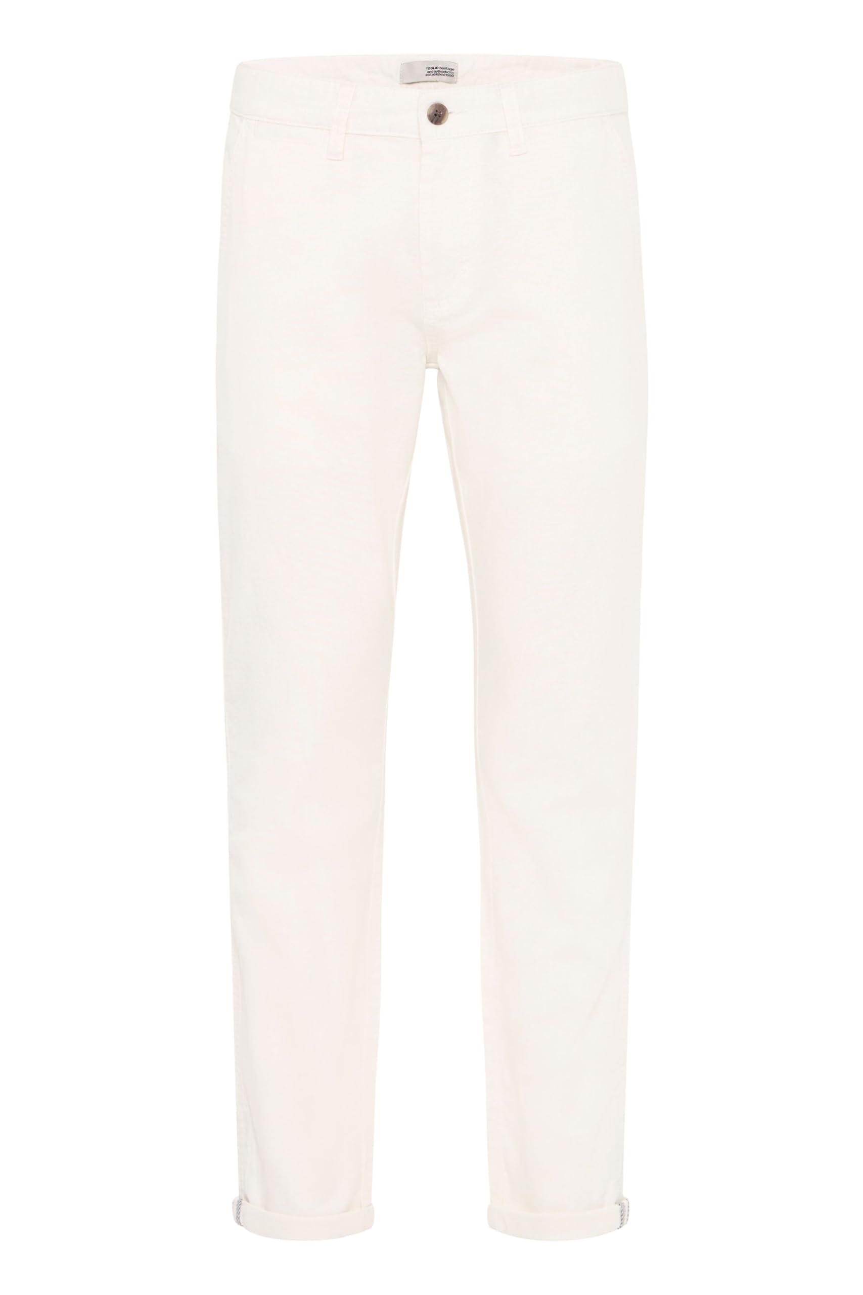 SOLID Herren Leinenhose Lange Stoffhose, Regular Fit, Off White, 2XL