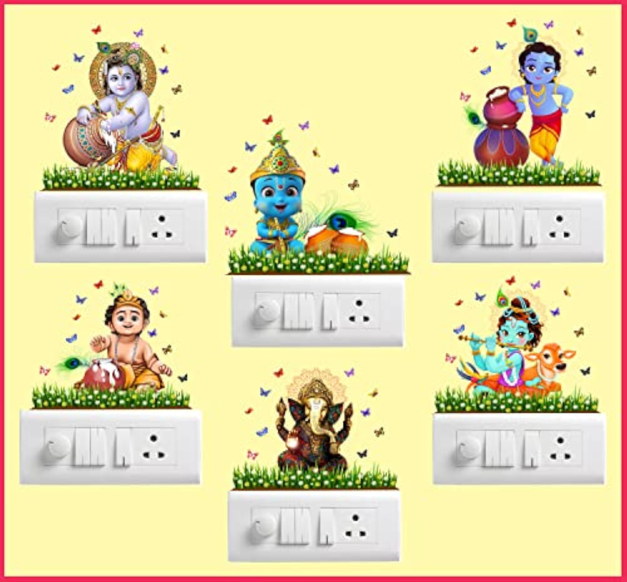 Shre Krishna, Ganesh Ji Switchboard Sticker