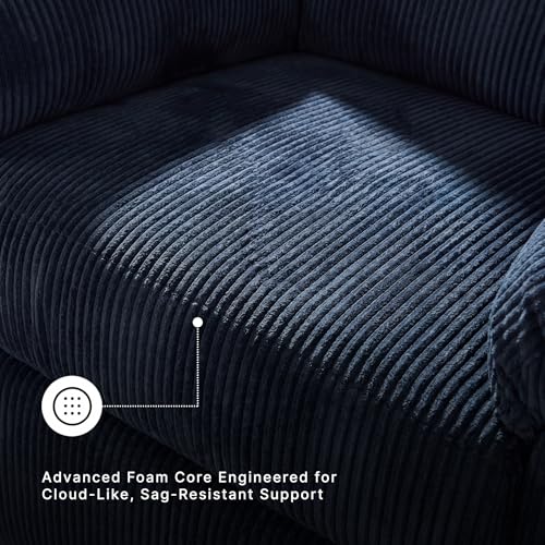 Image of Signature Design by Ashley Rocker Recliner Chair, Navy Blue, SimpleJoy | 100% polyester chenille, Rocking chair nursery, Manual reclining mechanism, 12 in wall clearance, Plush pillow-top armrests