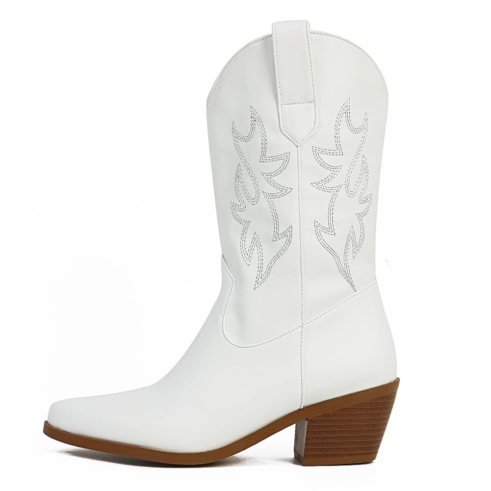 ErocalliCowgirl Ankle Boot Cowboy boot for women Western Stitched boot Ankle Boots Pointed Toe Short Booties Embroidered Modern Boot with Pull Tabs