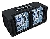 2 x 30 cm (12) sistema de doble banda (1600 W); 12 cajas de pasaporte de doble banda con parrilla cromada; 2 subwoofer BX-1214; potencia: 800 W RMS/1600 W máx. Impedancia: 4 + 4 ohmios; iluminación interior LED blanca; iluminación LED de cúpula azul; cámara interior espejada; panel de logotipo HiFonics; dimensiones: 86 x 38 x 48/38 cm