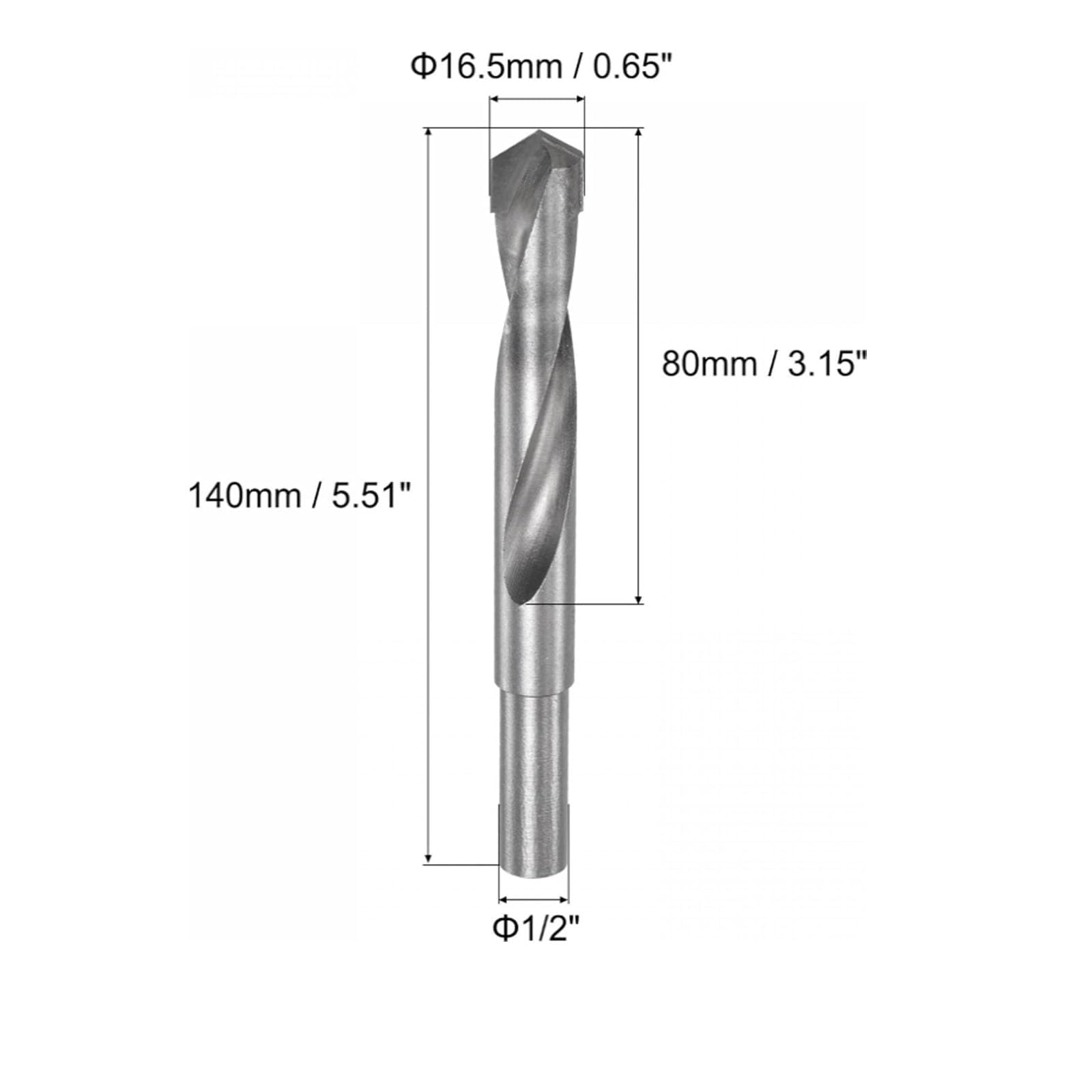 TOP-VIGOR 16.5mm Reduced Shank Twist Drill Bits, 1/2 Inch Shank Carbide Drilling Bits for Metal Stainless Steel, Aluminium - Image 2
