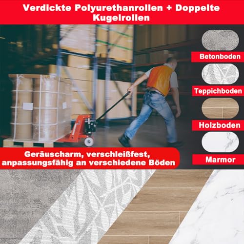 4 Stück Hubwagen rollen Polyurethan 80 x 70 mm, Achse 20 mm inkl,Kugellager Rollen für Hubwagen Ersatzrollen,Max Belastung 600 KG,Abriebfester,verdickter Kern