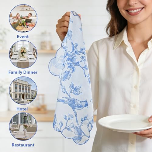 Servilletas de Tela Azules Floral Set x4 45x45 cm miniatura 4