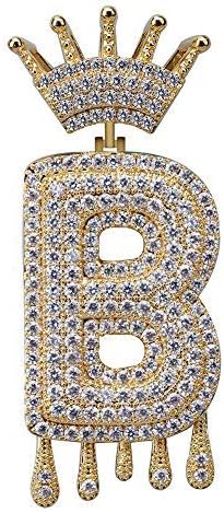 HECHUANGInitial Necklaces for Women 18K Plated Gold Initial Necklace for Men Silver Iced Out Diamond Name Letter Necklace