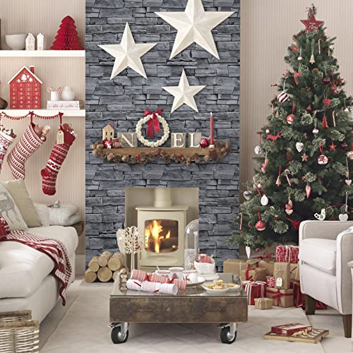 Practicalws 17.71" X 393.7" Grey Brick Stone Peel And Stick Wallpaper 3D Removable Decoration Wall Paper Stick On Wall Panel Backsplash Bedroom Wall #TOP3