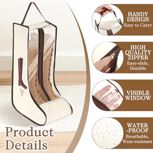 2 Set Boot Storage Bag, Portable Boots Protector Bag Dust Proof Travel Shoe Bags with Handle Boots Organizer for Packing Travel and Daily Use(Tall)2