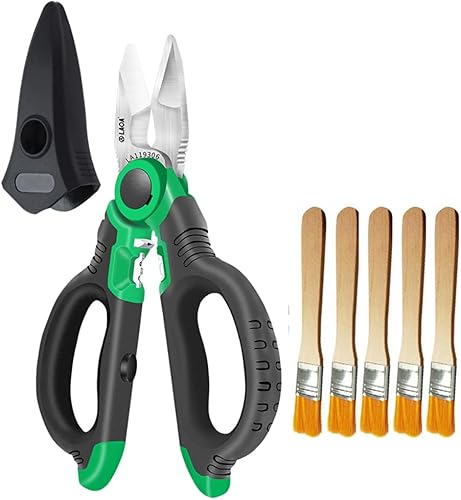 Miniatura 1 de LAOA Tijeras de electricista dentadas de acero inoxidable de 7 pulgadas con dientes tijeras antideslizantes de ranura de alambre fuerte y funda de
