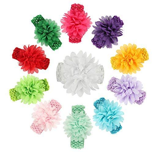 FOK 5 Pieces Chiffon Floral Elastic Head Hair Band for Babies and Kids - Multicolor