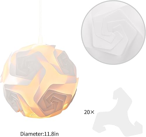 Miniatura 5 de ANDRE Pantalla de lámpara de rompecabezas, pantalla de lámpara de techo DIY, resistencia al calor, resistencia al agua, aislamiento, pantalla de