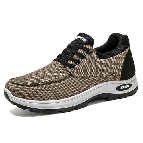 Zapatillas Informales para Hombre de Tela Transpirable con Cordones cómodas Plana Ideales Caminar y Uso Diario (Yellow, 42) #109