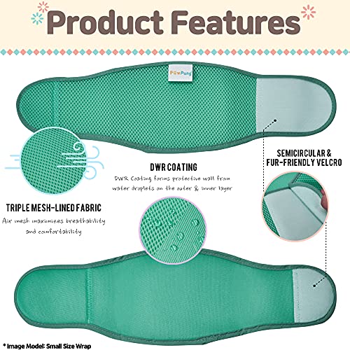 PAWPANG Reusable Air Mesh Male Dog Wrap (1 Pack) with Disposable Dog Diaper Liners Booster Pads (10ct) | Washable Puppy Nappies Wrap | Pet Belly Band (Medium Wrap - Medium Pads, Blue Green)