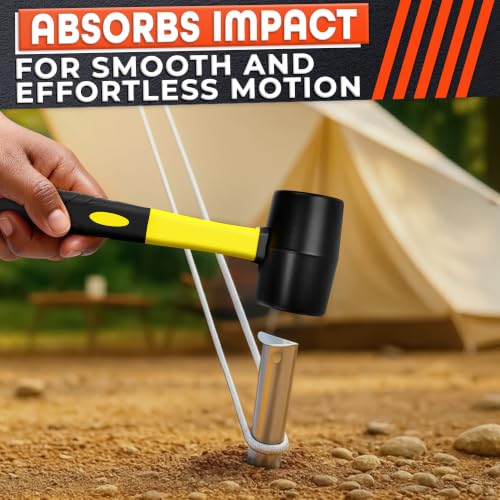 Image of Rubber Mallet Hammer 8 Oz, Soft Face Non-Marring Head (Yellow) | Small Mallet with Non-Slip Ergonomic Grip for Woodworking, Tile, Flooring, Furniture Assembly, Jewelry, and Leatherwork