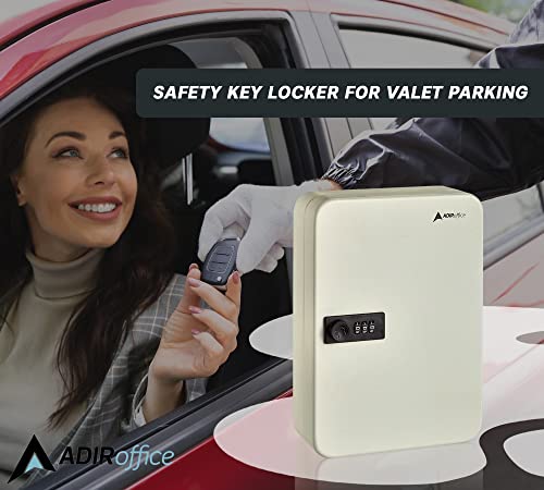 Adiroffice Key Steel Security Cabinet Box - 48 Keys Capacity - Combination Lock (White) #TOP6