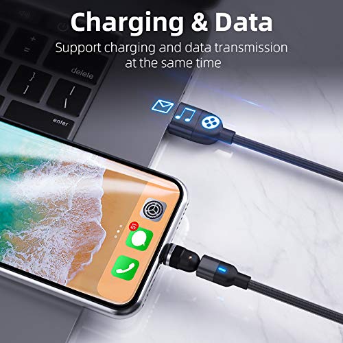 BIG+ Magnetic Charging Cable QC3.0A Fast Charging [4 Pack] 540° Rotating Heads. Magnetic Phone Charger, Magnetic Data Cable. Compatible Charger for Smartphones, Micro USB & Type C Devices