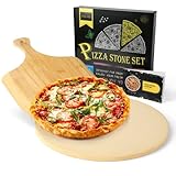 🍕PREMIUM QUALITÄT: Der Pizzastein besteht aus hochwertigem Cordierit, der langlebig und beständig gegen hohe Temperaturen bis 800°C ist. So können Sie ihn im Backofen, auf dem Gasgrill und auch auf dem Holzkohlegrill verwenden.