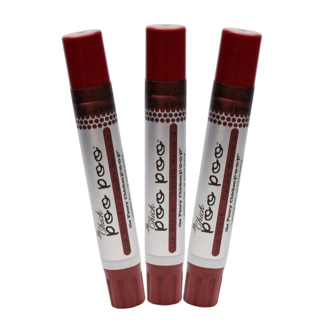Lip Shimmer by Simone Chickenbone - 100% Natural Moisturizer La Chick Poo Poo Tinted Lip Balm - Vitamin E Lip Plumper for Dry, Chapped Lips - 3 Pack