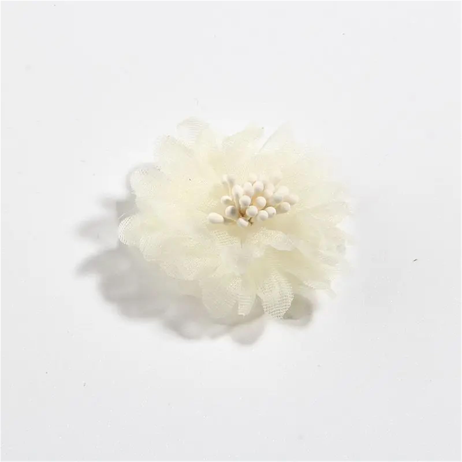 MDSRFGN Fabric Flowers 10PCS 4CM 1.5" Artificial Fabric Flower For Dress Wedding Bouquet Jewelry Brooch Production Clothing Making(Cream)