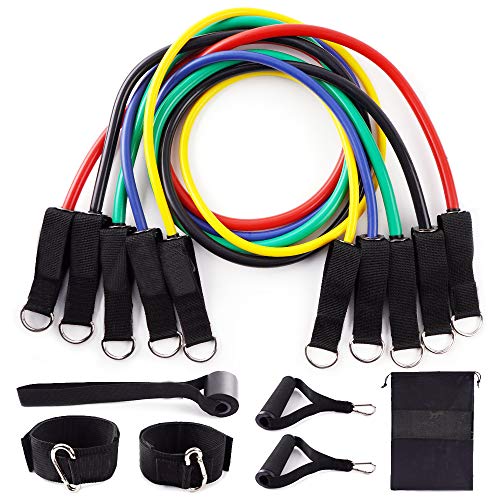 QIANYI Resistance Bands Set - 5-Piece Exercise Bands - Portable Home Gym Accessories - Perfect Muscl QIANYI Resistance Bands Set - 5-Piece Exercise Bands - Portable Home Gym Accessories - Perfect Muscl