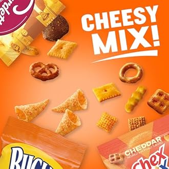 Cheesy Mix Variety Pack Snacks, Chex Mix Cheddar, Bugles Nacho Cheese, Gardetto's Aged Cheddar, 20 Ct, 28.875 oz