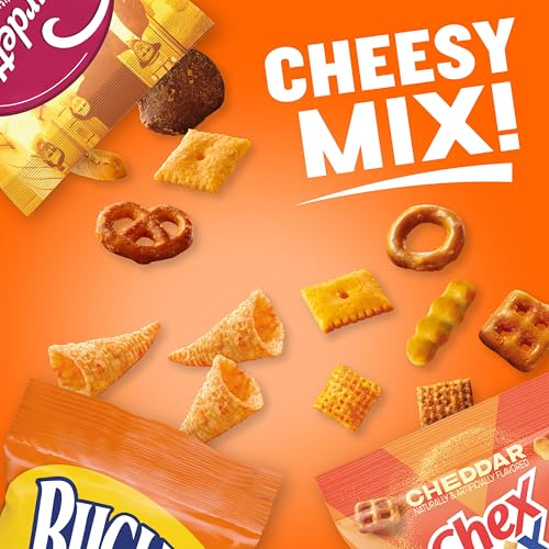 Cheesy Mix Variety Pack Snacks, Chex Mix Cheddar, Bugles Nacho Cheese, Gardetto's Aged Cheddar, 20 Ct, 28.875 oz