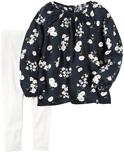 Carter's Baby Girls' 2 Pc Playwear Sets 239g242, White Floral, 18M