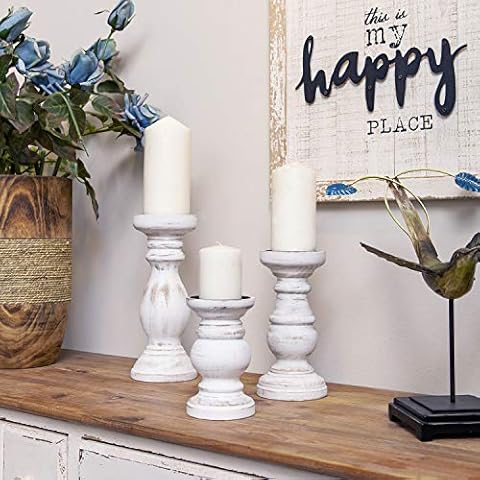 NIKKY HOME Distressed White Candle Holder Set Cover