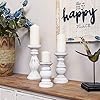 NIKKY HOME Pillar Candle Holder Set of 3 - Farmhouse Wood Candle Stand, Mantle Decor Centerpieces for Fireplace, Living or Dining Room Table, Distressed White