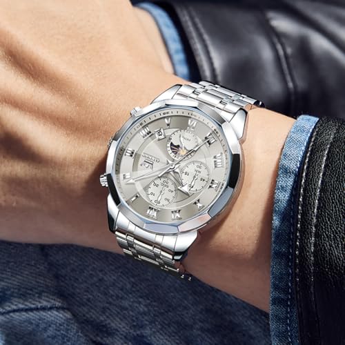 Image of OLEVS Men Watch Business Dress Diamond Luxury Watch Luminous Easy to Read Date Waterproof Stainless Steel Quartz Analog Simple Dress Watch