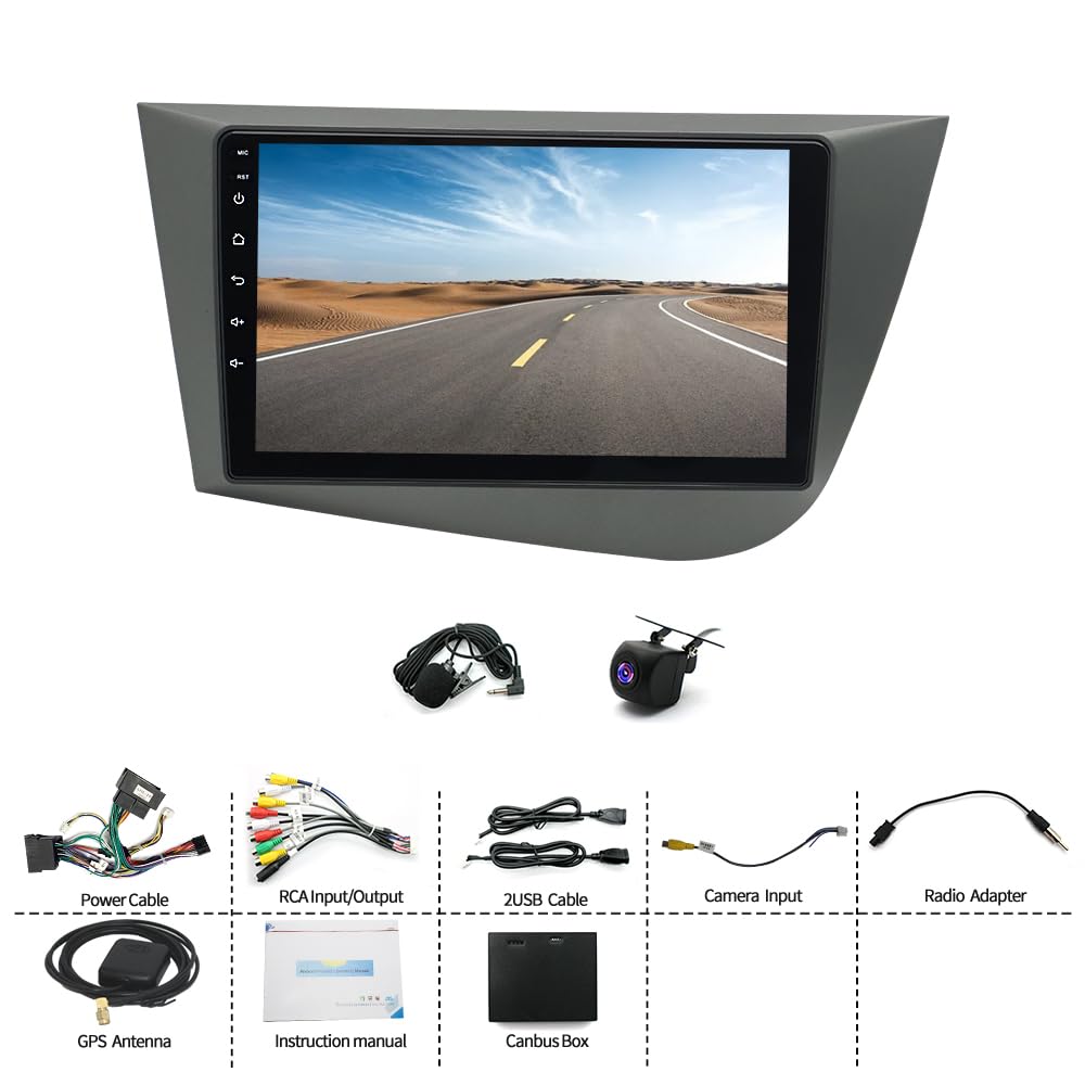 9"Android 14 Doppio Din Autoradio per Seat Leon 2005-2013, 4+64G Touchscreen Autoradio con Wireless Carplay Android Auto DAB Radio 8 Core con GPS WiFi FM/RDS 32EQ Rückfahrkamera SWC
