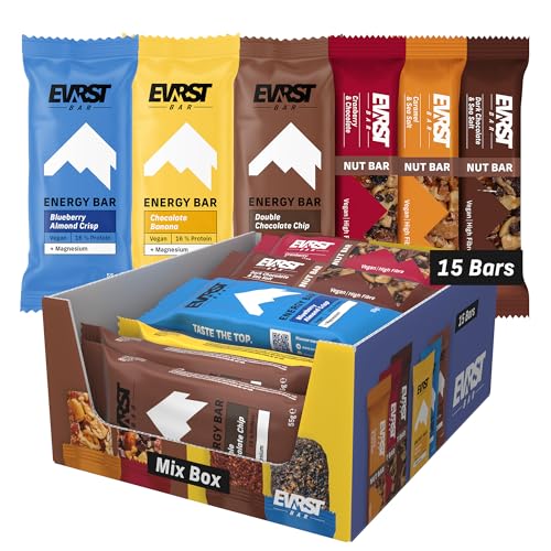EVRST Mix Box Energy & Nut Bars | 15 Stück | Energieriegel | Nussriegel | Vegan | Magnesium | High Fibre