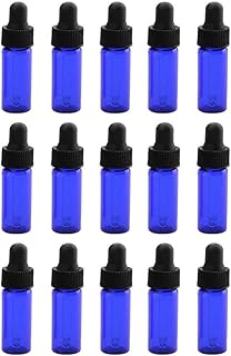 Aeiniwer Constore 4ml Cobalt Blue Glass Dropper Bottle Essential Oil Sample Glass Bottle Refillable Storage DIY Aromatherapy Blends Travel Glass Dropper Vials Cosmetic Liquid Dispenser-15 Pack