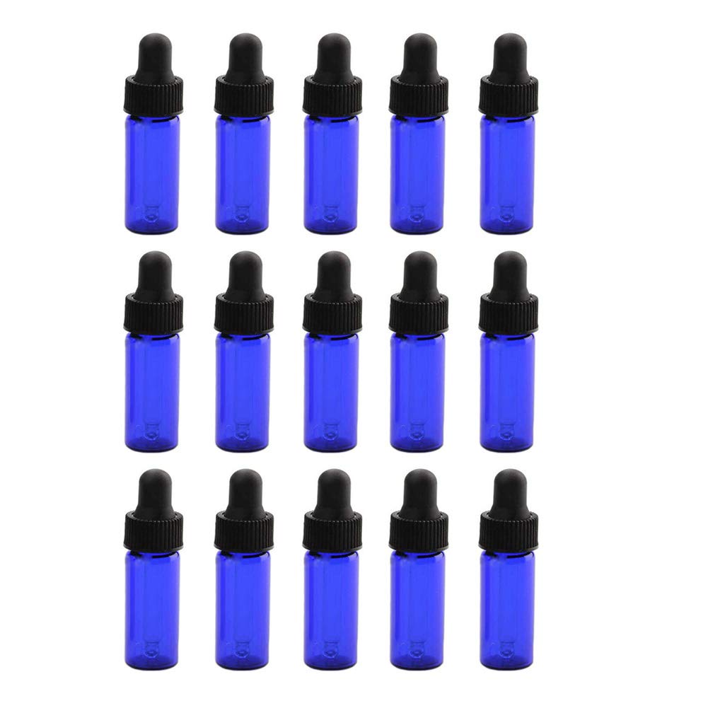 Aeiniwer Constore 4ml Cobalt Blue Glass Dropper Bottle Essential Oil Sample Glass Bottle Refillable Storage DIY Aromatherapy Blends Travel Glass Dropper Vials Cosmetic Liquid Dispenser-15 Pack