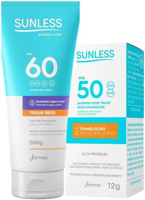 kit Protetor Solar Facial Bastão Translúcido + Protetor Solar Corporal FPS 60 200g