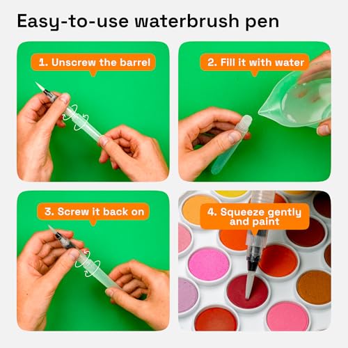 ARTISTRO Washable Watercolor Paint Set 48 Colors with Watercolor Paper, 2 brushes, Refillable Water Brush Pen and Palette, Water Color Paint Set for Kids, Adults, Beginner Artists - Image 5