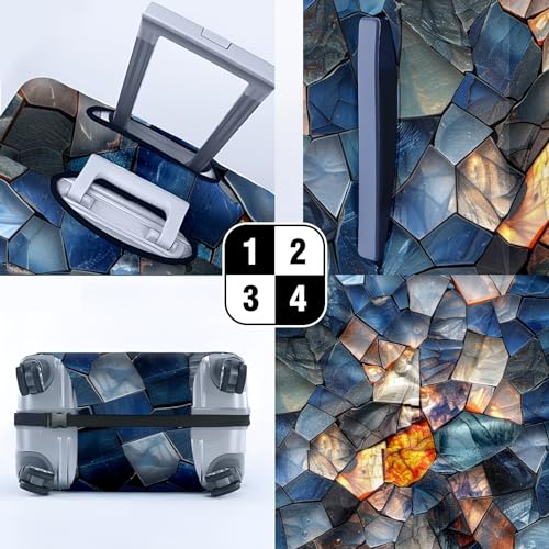 Adjustable Luggage Sleeve Reinforced Travel Suitcase Cover with Easy Zipper Access Protective Wheel Covers Vibrant Custom Designs Water-Repellent Fabric Sapphire Pattern4
