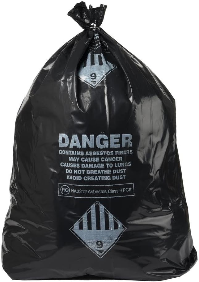 Ultrasac 33 Gal. Asbestos 4 Mil Bag - 30" x 40" - Pack of 50, Black (UL-ASB-4 MIL-50)